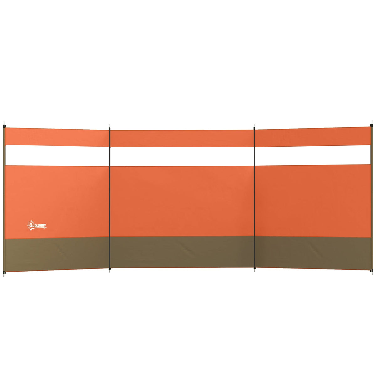 Outsunny Camping Windbreaker with Clear Windows and Steel Poles, for Beach Caravan Campervan, 440 x 140cm, Orange