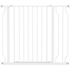 PawHut Wide Dog Safety Gate, with Door Pressure, for Doorways, Hallways, Staircases - White