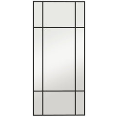 HOMCOM Decorative Grid Wall Mirror, with Back Hooks - Black