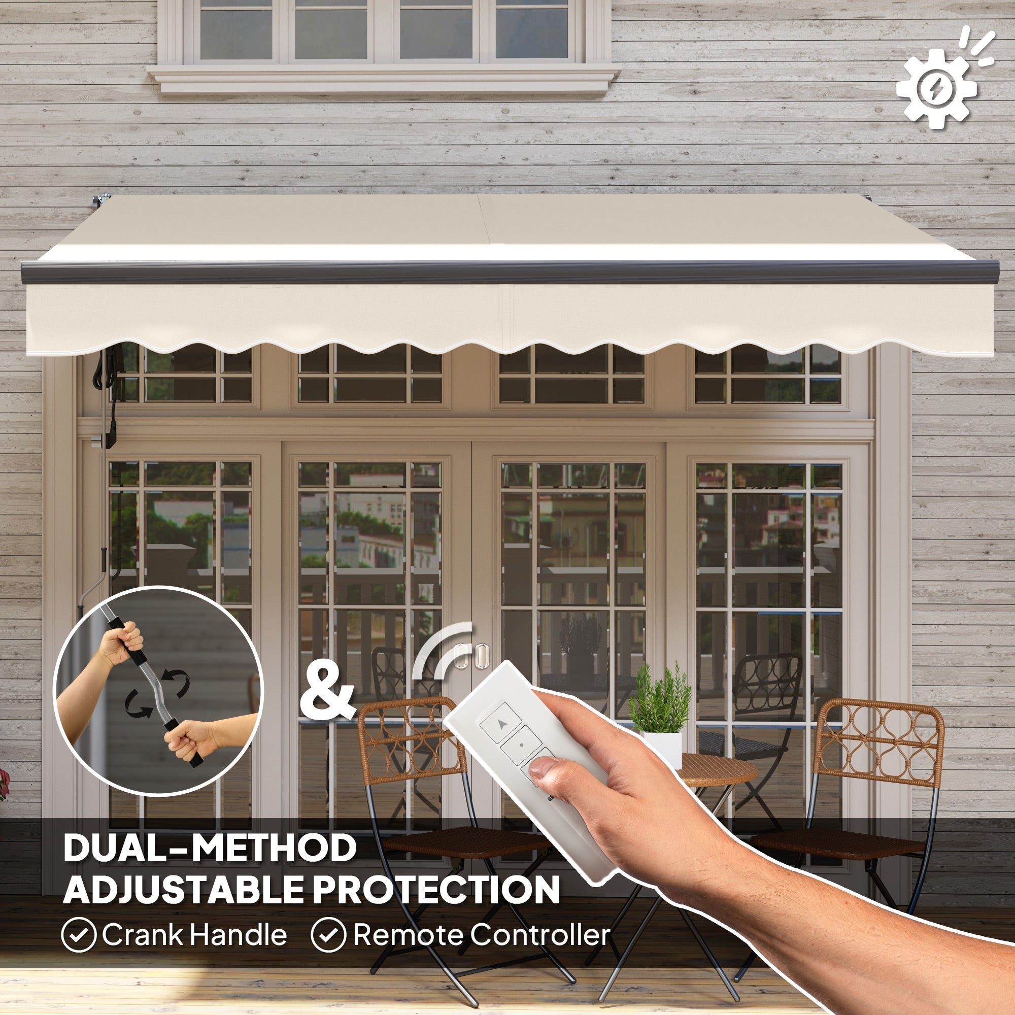 Outsunny 2.5 x 3m Electric/Manual Awning, with Remote - Beige