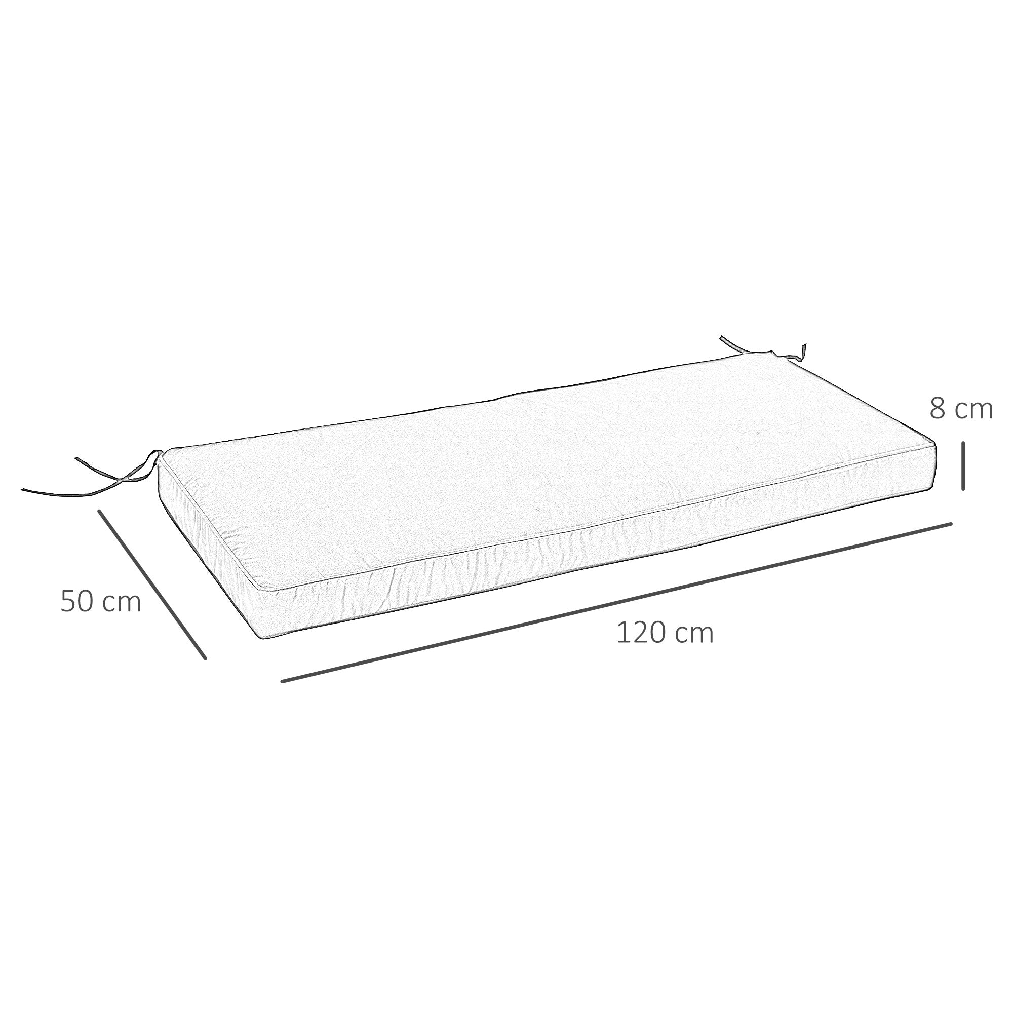 Outsunny Garden Bench Cushion 2 Seater Loveseat Seat Pad for Patio Swing Furniture for Indoor & Outdoor Use, 120 x 50 x 8 cm, Black