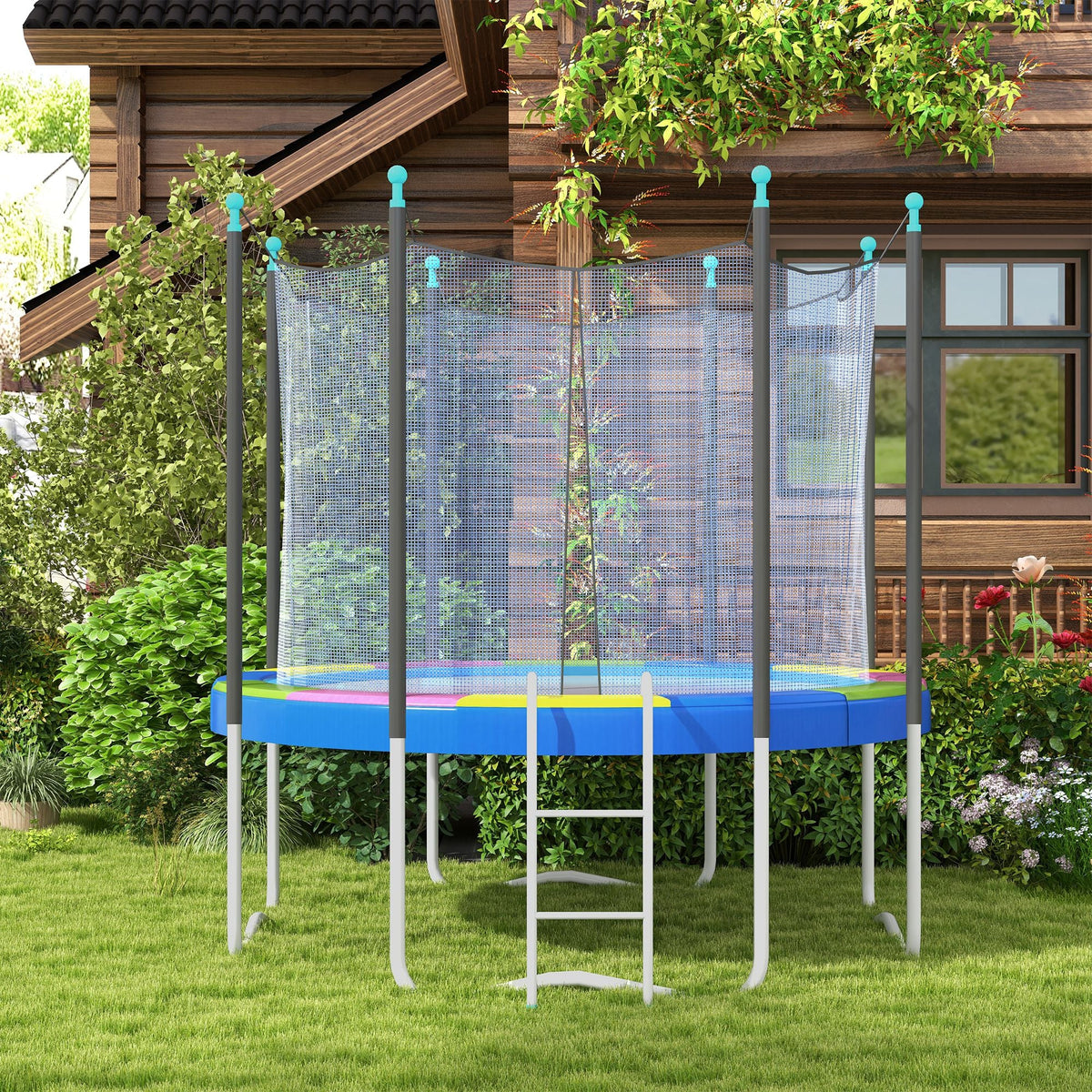 SPORTNOW 12FT Trampoline Spring Cover, Plastic Trampoline Pad Replacement with Elastic Cord, Waterproof, UV Resistant and Tear-Resistant, Multi-Coloured
