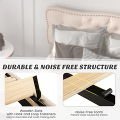 Double/King Size Bed Frame with Button Tufted Headboard-Double Size