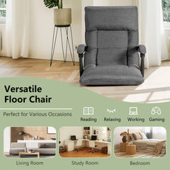 Floor Sofa Chair with 14-Position Adjustable Backrest-Grey