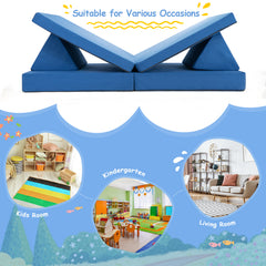 4-Piece Convertible Kids Couch with Folding Mats
