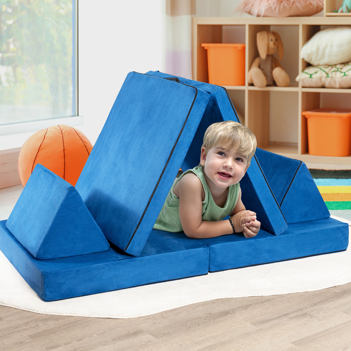 4-Piece Convertible Kids Couch with Folding Mats