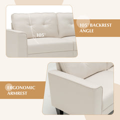 Modern Upholstered Corner Sofa Couch with 2 Removable Back Cushions-Beige