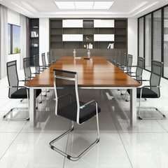 Set of 2 Office Guest Chairs with Metal Sled Base and Armrests-Black