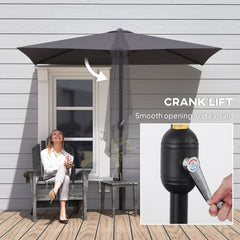 Outsunny Balcony Half Parasol Semi Round Umbrella Patio Crank Handle (2.3 m, Grey)- NO BASE INCLUDED