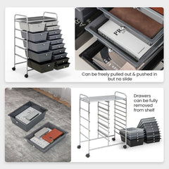 15 Drawer Rolling Storage Cart with 4 Wheels for Beauty Salon-Dark Grey