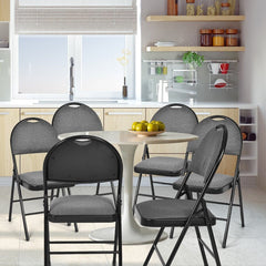 6 Pieces Folding Chairs Set with Handle Hole and Portable Backrest-Grey