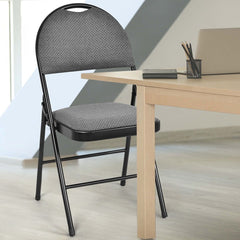 6 Pieces Folding Chairs Set with Handle Hole and Portable Backrest-Grey