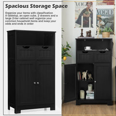 Floor Standing Utility Cabinet with Adjustable Drawers-Black