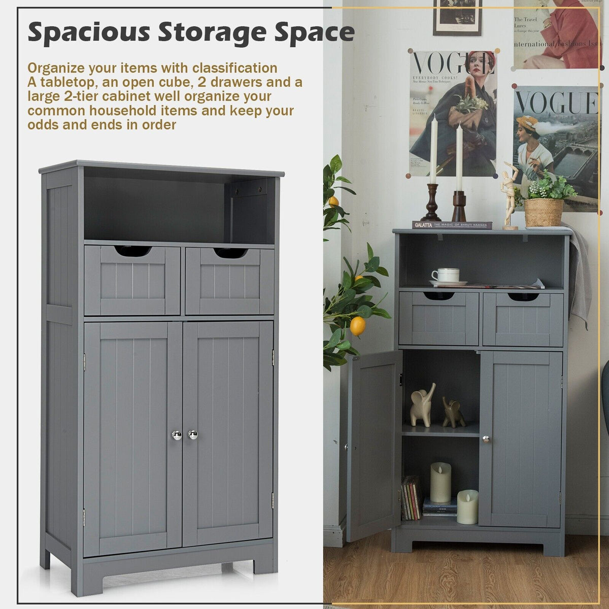 Floor Standing Utility Cabinet with Adjustable Drawers-Grey