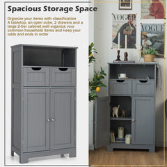 Floor Standing Utility Cabinet with Adjustable Drawers-Grey