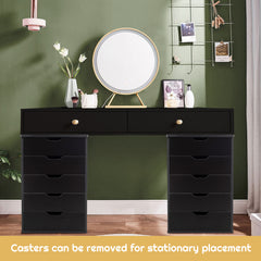 5 Drawer Chest with Wheels for Home and Office-Black