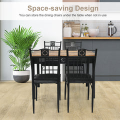 5 Pieces Kitchen Dining Table and Chair Set with Sponge Cushion-Natural