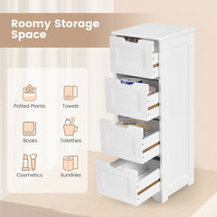 Floor Storage Cabinet Freestanding Bathroom Cabinet with 4 Drawers-White