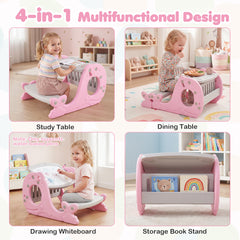 Multi-functional Convertible Kids Activity Table Set-Pink