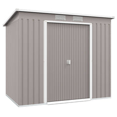 Outsunny 7 x 4 Garden Shed, Galvanised Steel, Metal Lean-to Tool Shed with Foundation Kit, Grey