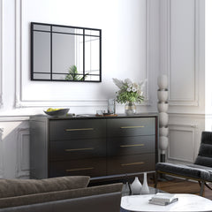 100 cm x 70 cm Wall Mounted Mirror Metal Framed Hanging Mirror for Living Room-Black