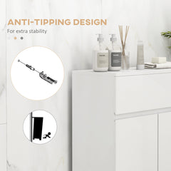 kleankin Freestanding Bathroom Cabinet, High Gloss Storage Cabinet with Doors and Adjustable Shelf, 60 x 30 x 80 cm, White