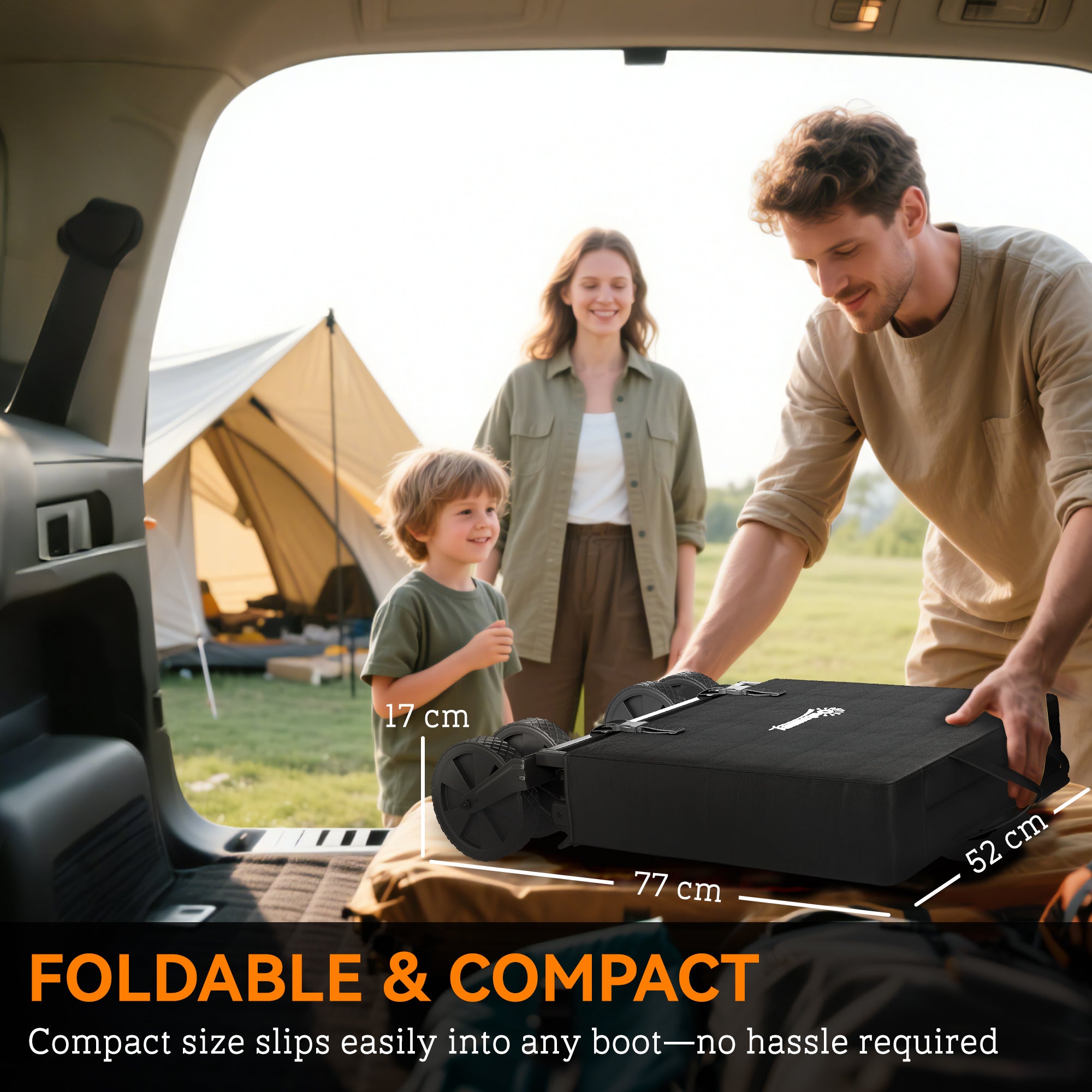 Outsunny Folding Steel Frame Garden Storage Cart, with Wheels and Handle - Black