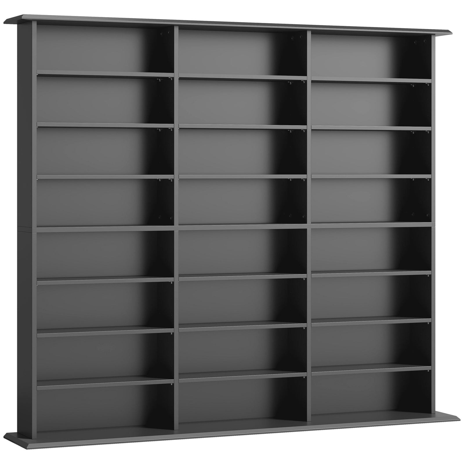 HOMCOM 1032 CD/594 DVD Storage Unit, Blu-ray Media Storage Shelf with 24 Compartments and 18 Adjustable Shelves, Black