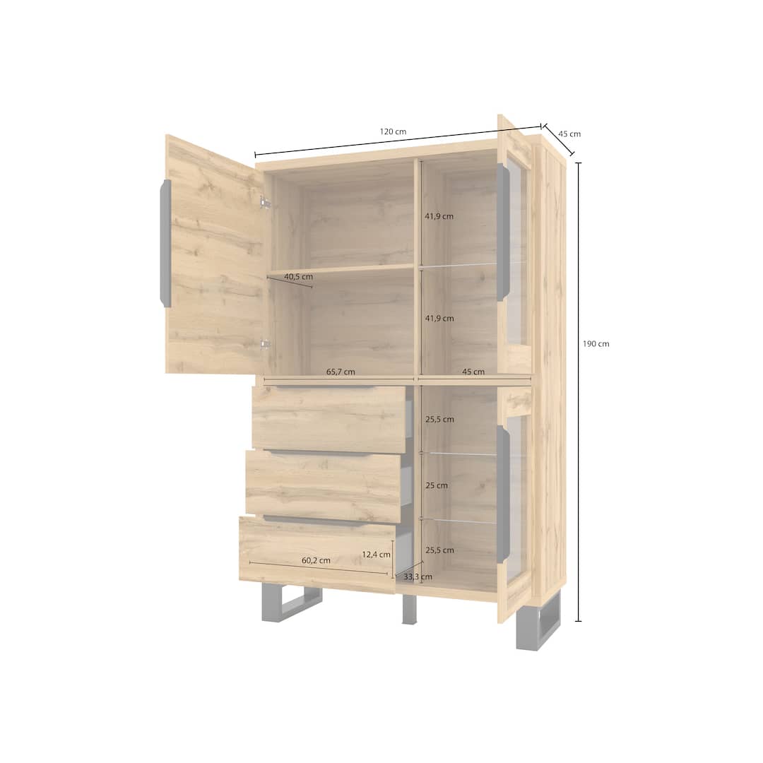 Halle 12 Tall Display Cabinet 120cm