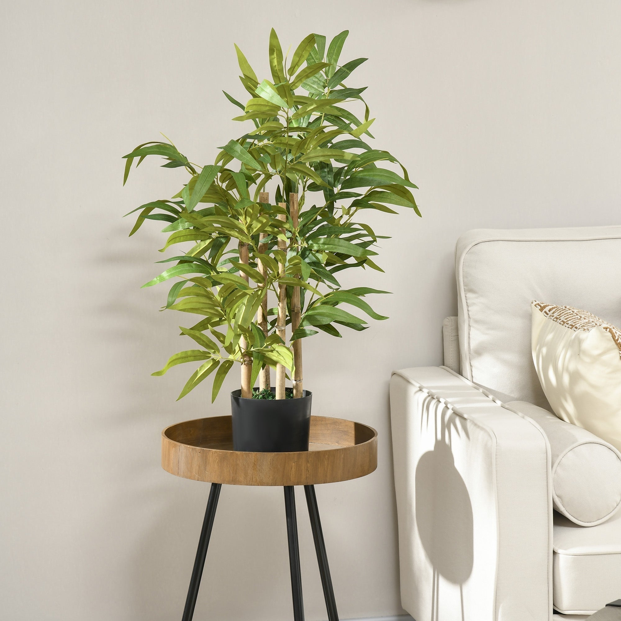 HOMCOM Artificial Plants Bamboo Tree in Pot Desk Fake Plants for Home Indoor Decor, 15x15x60cm, Green
