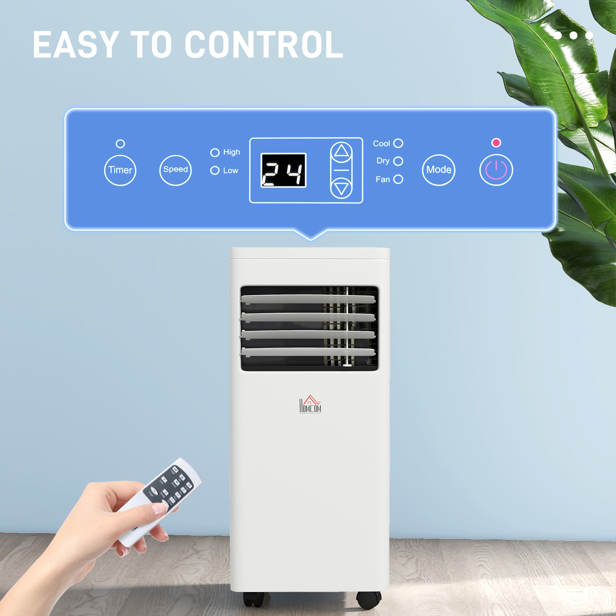 HOMCOM 7000 BTU Air Conditioning Unit, 3-in-1 Portable Air Conditioner, Dehumidifier, Cooling Fan with 2 Speeds, 24H Timer, Remote Control, Digital Display, Window Venting Kit, 26m√Ç¬≤