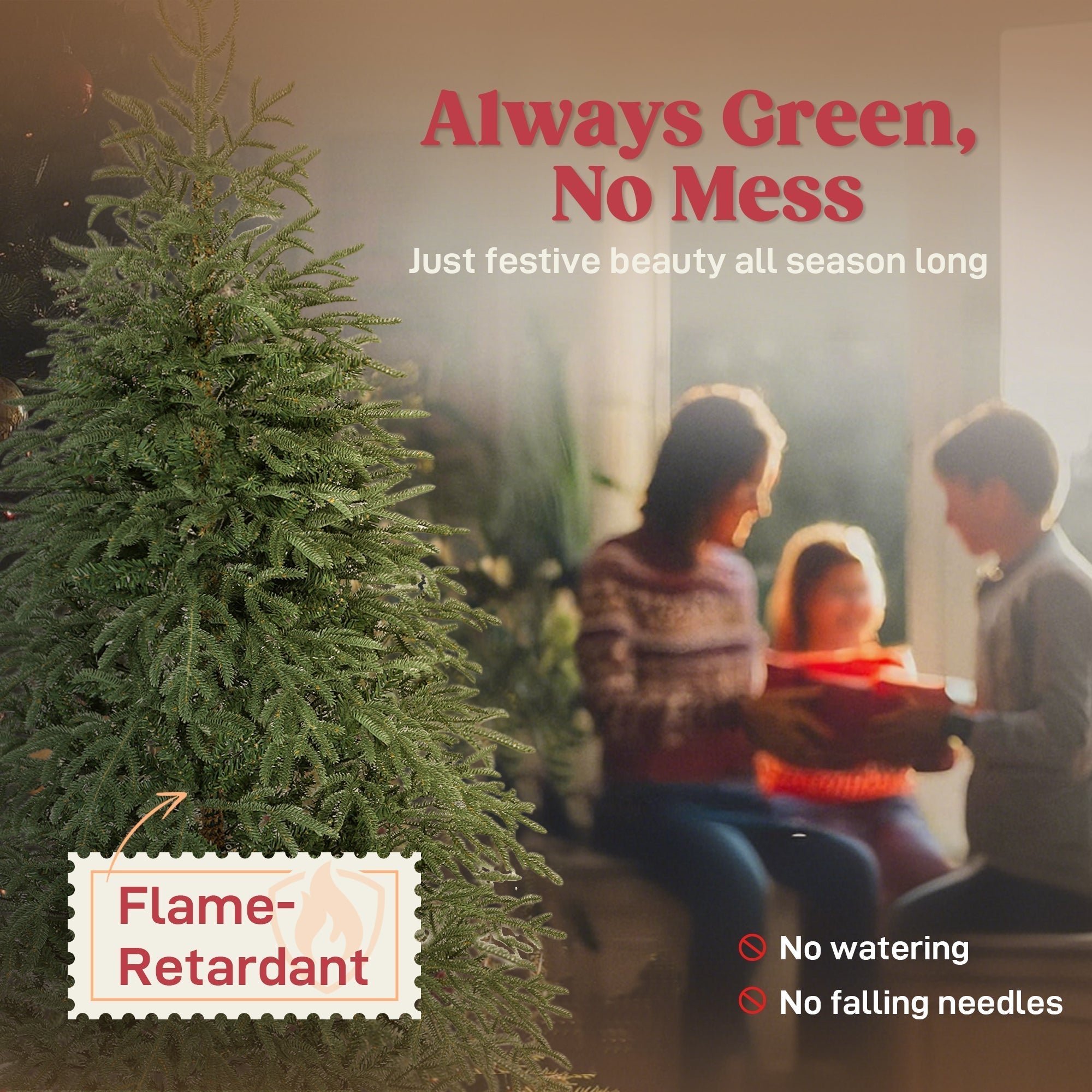 HOMCOM 6 ft Full Spruce Christmas Tree with Realistic Dense Tips, Easy Assembly - Green