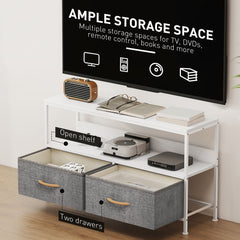 HOMCOM TV Stand Cabinet with 2 Foldable Drawers - White