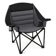Heavy Duty Camping Chair with Padded Seat and Cup Holder-Black