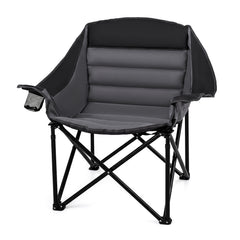 Heavy Duty Camping Chair with Padded Seat and Cup Holder-Black