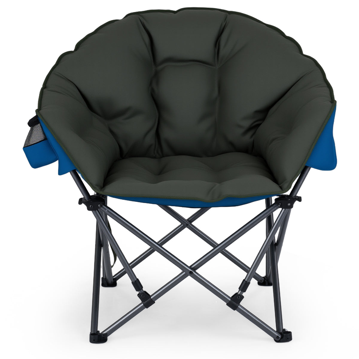 Heavy-Duty Folding Oxford Chair with Padded Seat and Cup Holder for Beach Fishing-Green