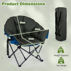 Heavy-Duty Folding Oxford Chair with Padded Seat and Cup Holder for Beach Fishing-Green