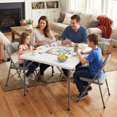Heavy Duty Indoor Outdoor Folding Card Table with Carry Handle for Patio-White