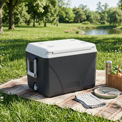 Heavy Duty Injection Molded Cooler with Cup Holders for Outdoor Use-Black