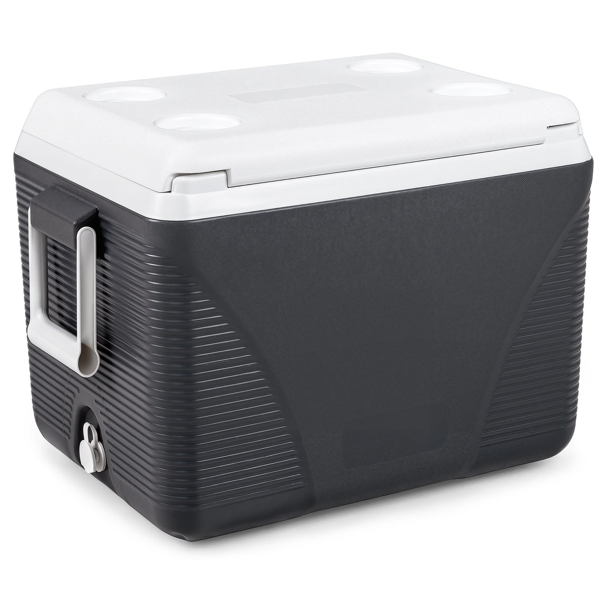 Heavy Duty Injection Molded Cooler with Cup Holders for Outdoor Use-Black