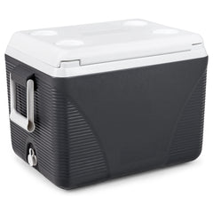 Heavy Duty Injection Molded Cooler with Cup Holders for Outdoor Use-Black
