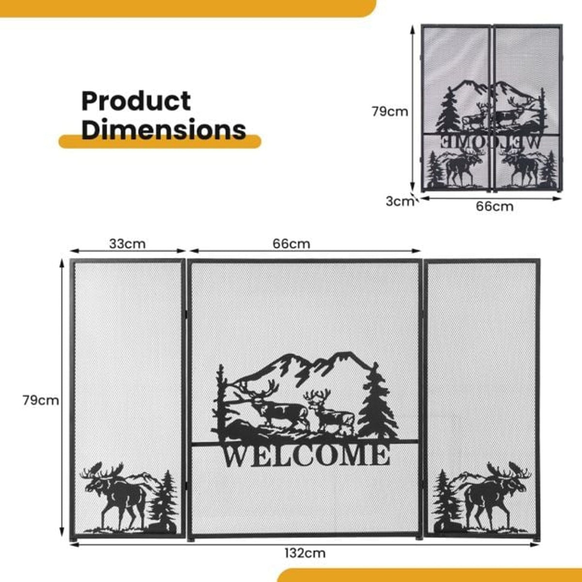 Heavy Duty Metal Firewood Holder and Spark Guard for Indoor Outdoor Fireplace