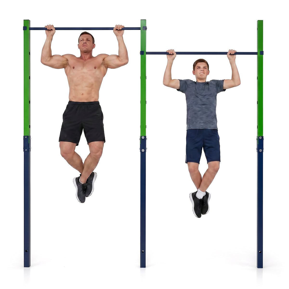 Heavy Duty Metal Pull Up Bar Station with 5 Adjustable Heights-Blue