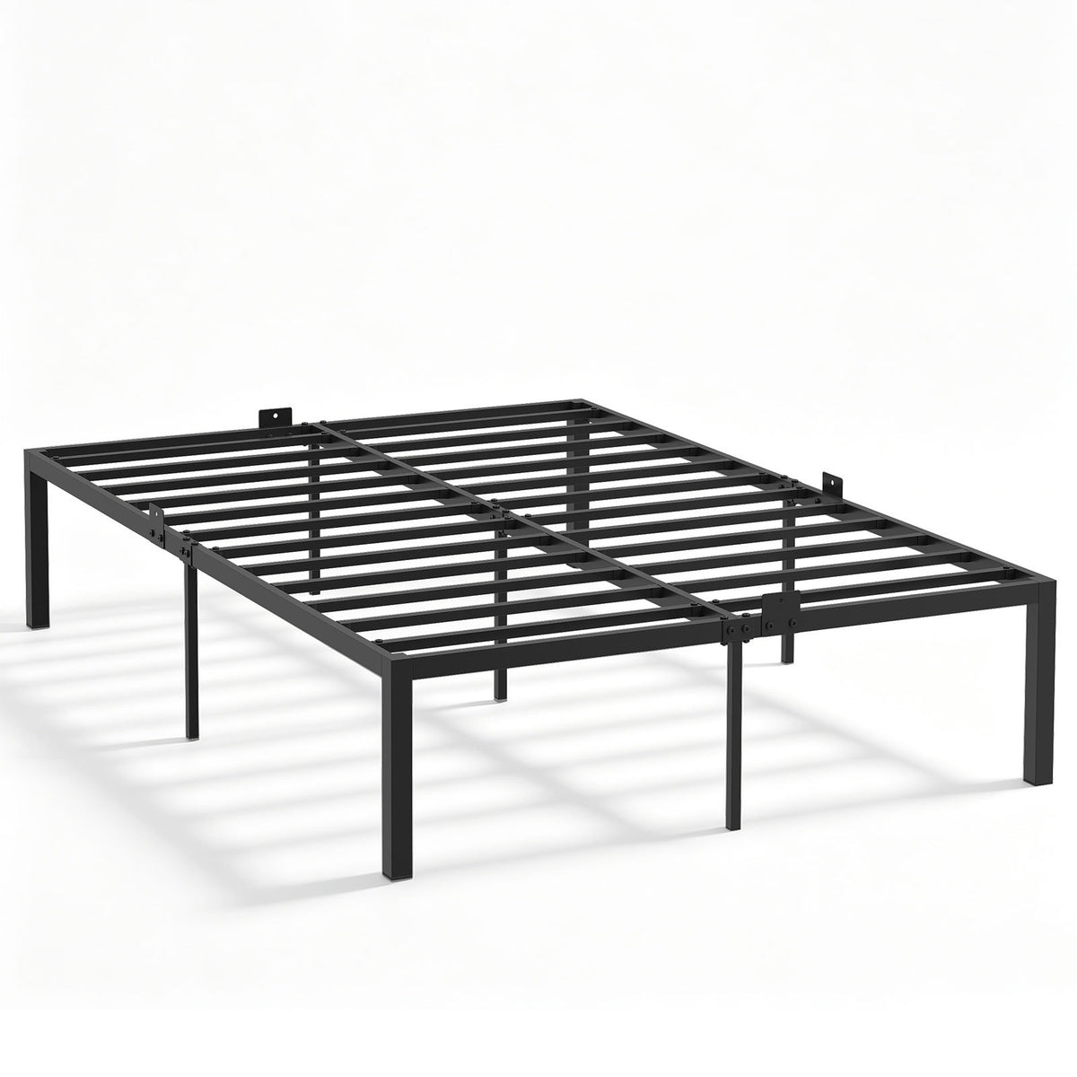 Heavy-Duty Platform Bed with Mattress Slide Stoppers and Under-bed Storage-Black
