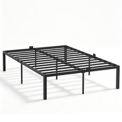 Heavy-Duty Platform Bed with Mattress Slide Stoppers and Under-bed Storage-Black