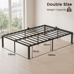 Heavy-Duty Platform Bed with Mattress Slide Stoppers and Under-bed Storage-Black