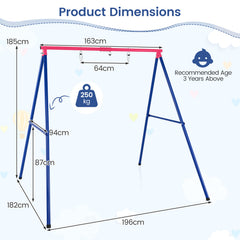 Heavy Duty Steel Swing Frame 1.8M Large A-Frame Swing Stand with Ground Stakes-Red