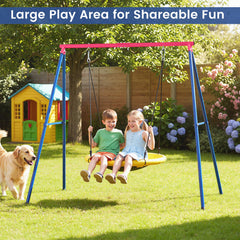 Heavy Duty Steel Swing Frame 1.8M Large A-Frame Swing Stand with Ground Stakes-Red