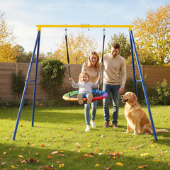 Heavy Duty Steel Swing Frame 1.8M Large A-Frame Swing Stand with Ground Stakes-Yellow