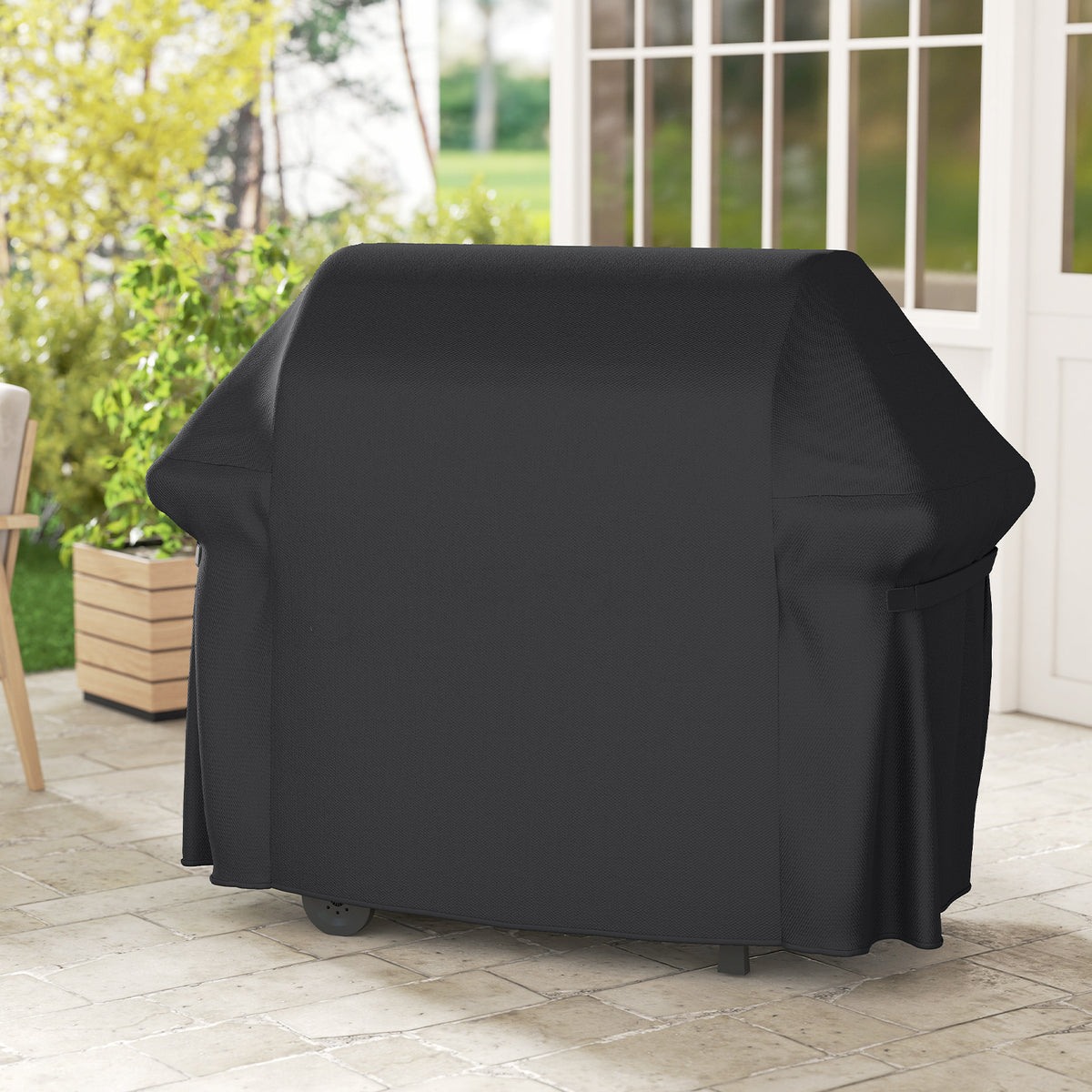 Heavy Duty Waterproof Grill Cover with Dual Handles-Black